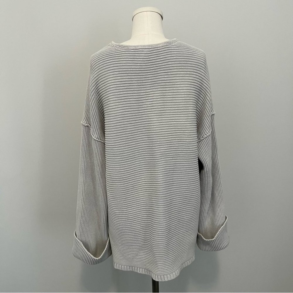 Free People La Brea V Neck Oversized Cotten Ribbed Knit Sweater - Picture 10 of 16